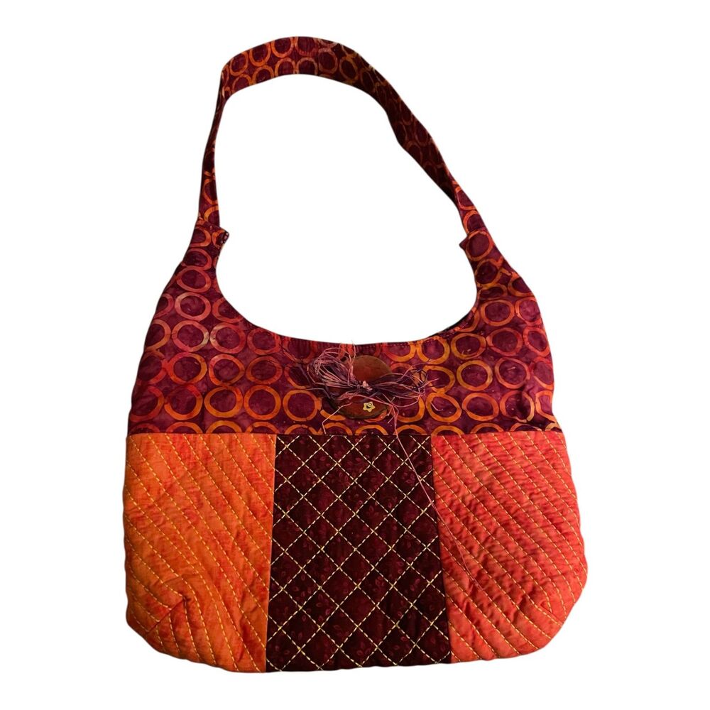 Vintage Handmade Boho Patchwork Quilted Shoulder … - image 1